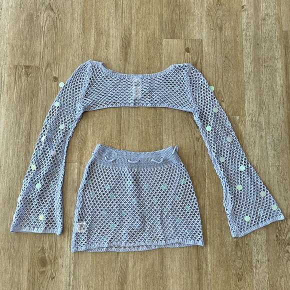 Womens Shein 2 Piece Blue Crochet Set - S - Picture 6 of 7